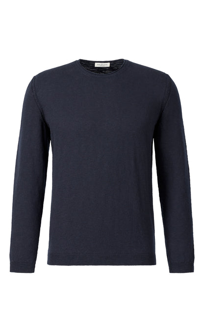 Sweater in soft cotton slub yarn, relaxed fit