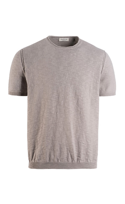 Kurzarm-Pullover aus weichem Baumwoll Flammengarn, Relaxed Fit