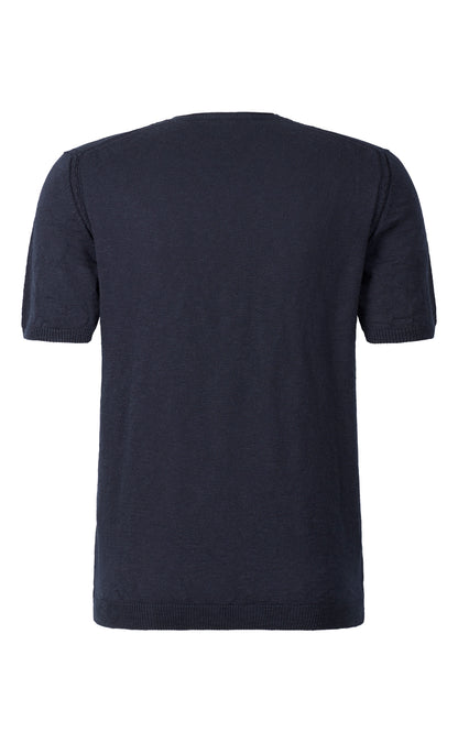 Short-sleeved sweater in soft cotton slub yarn, relaxed fit