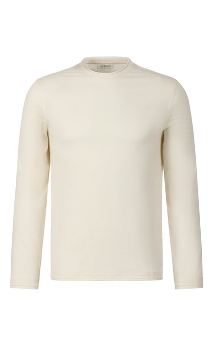 Long-sleeve shirt in the finest Pima cotton jersey, regular fit