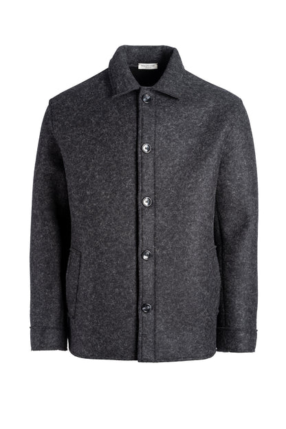 Overshirt made of wool-silk jersey, relaxed fit