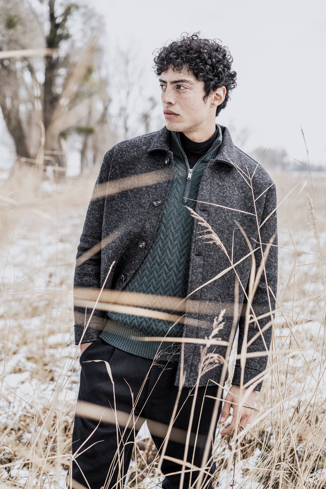 Overshirt made of wool-silk jersey, relaxed fit