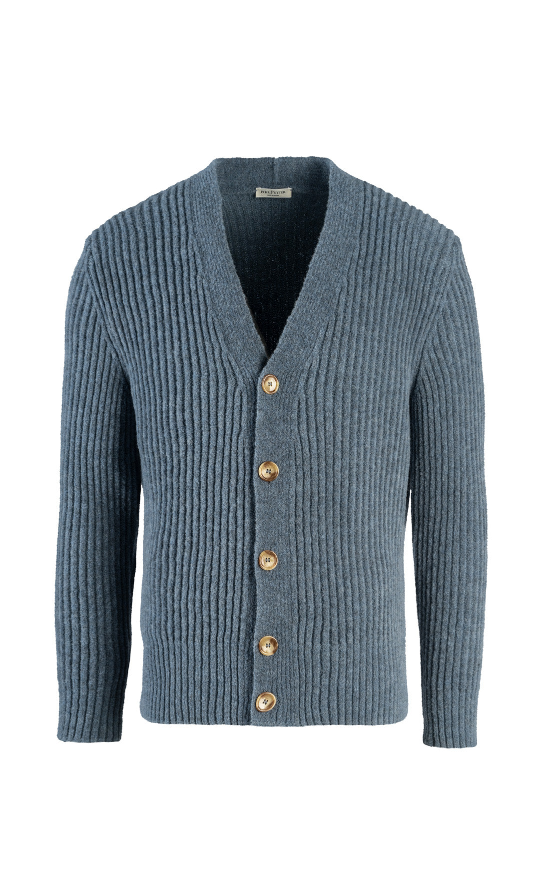 Cardigan made of lightweight merino bouclé yarn with a ribbed structure, regular fit