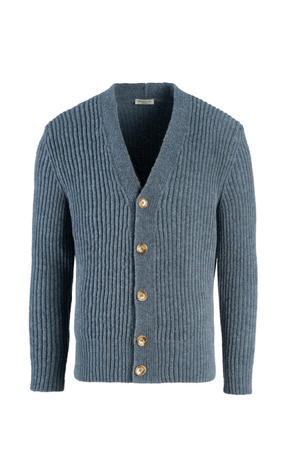 Cardigan made of lightweight merino bouclé yarn with a ribbed structure, regular fit