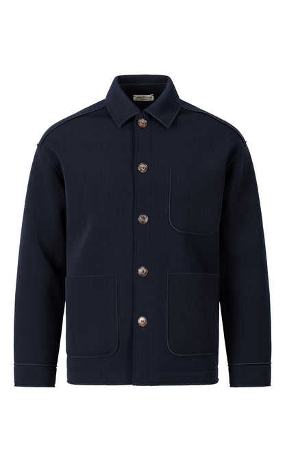 Overshirt aus gebondetem Stretch-Jersey, innen weiche Viskose, Relaxed Fit