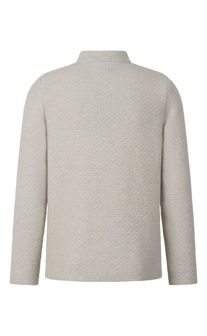 Strickjanker aus Lambswool-Streichgarn mit Stehkragen, relaxed fit