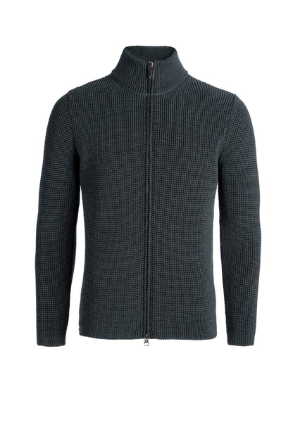 double-pearl zip jacket made of merino wool 