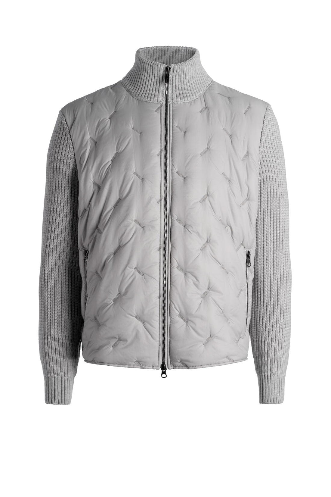 Zip jacket made of Merino wool and quilted