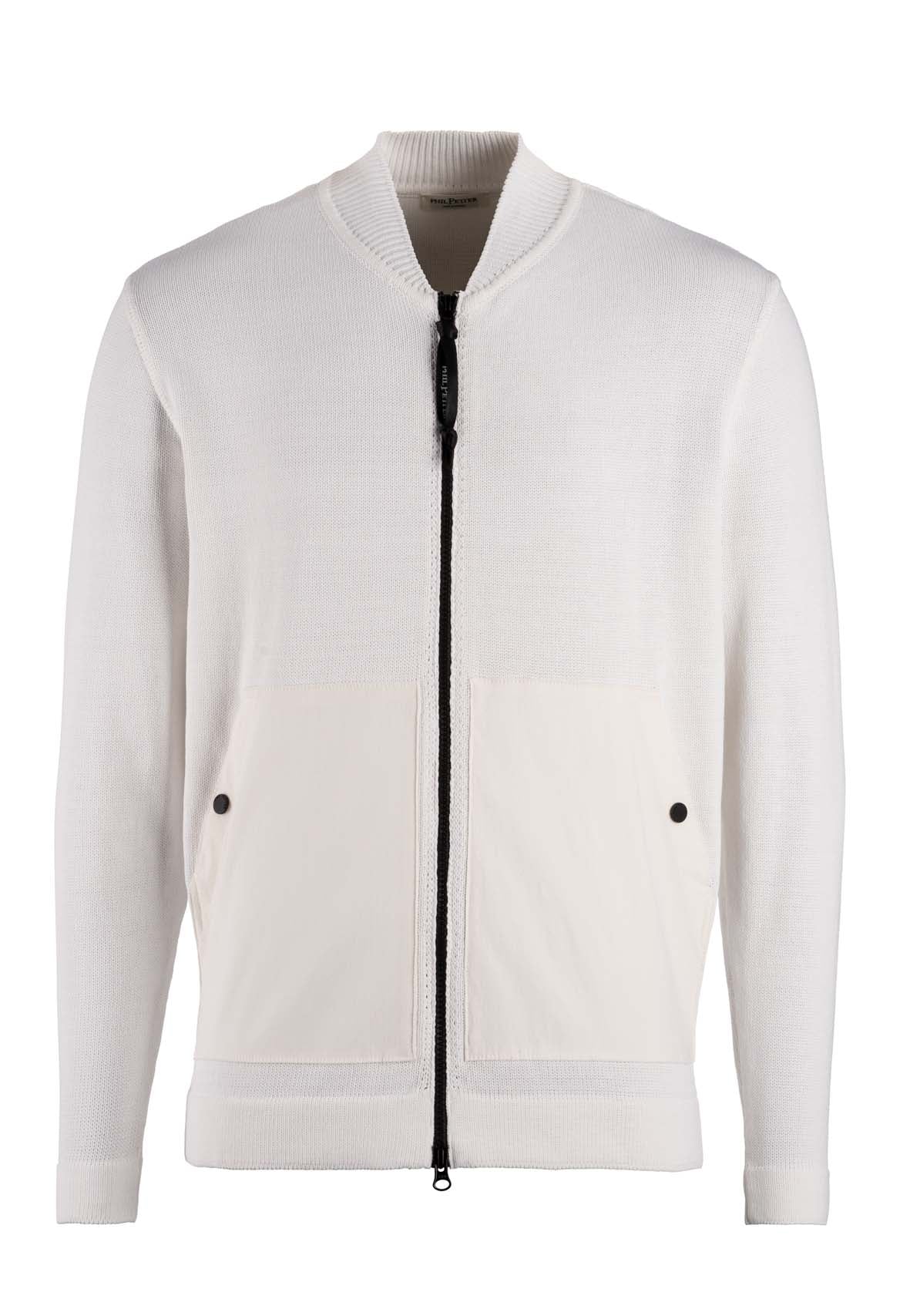 Hybrid bomber jacket made of technical cotton effect yarn, relaxed fit