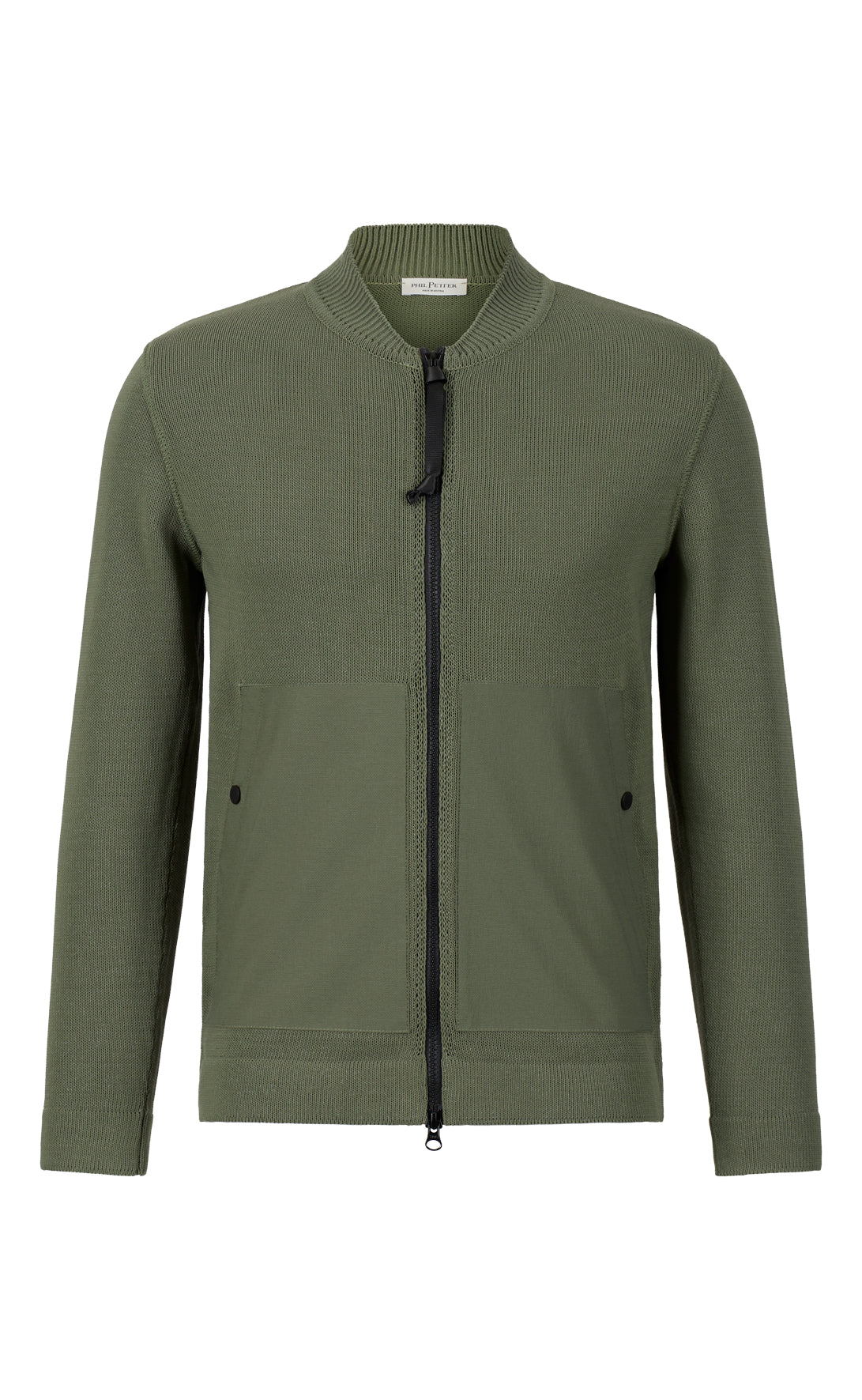 Hybrid bomber jacket made of technical cotton effect yarn, relaxed fit