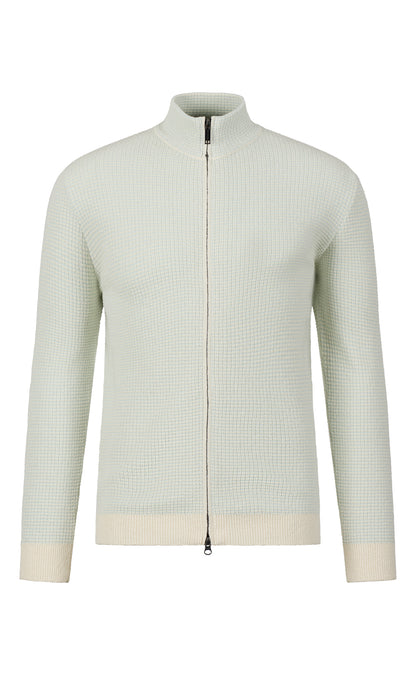 Zip jacket made of cotton bouclé and cooling cotton