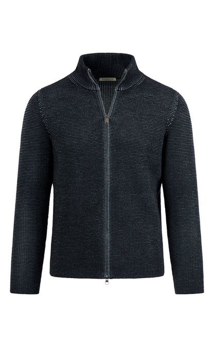 Zip jacket made of &amp;gt;10,000m finest Merino wool, regular fit