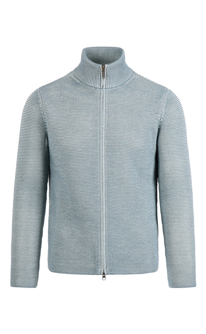 Zip jacket made of &amp;gt;10,000m finest Merino wool, regular fit