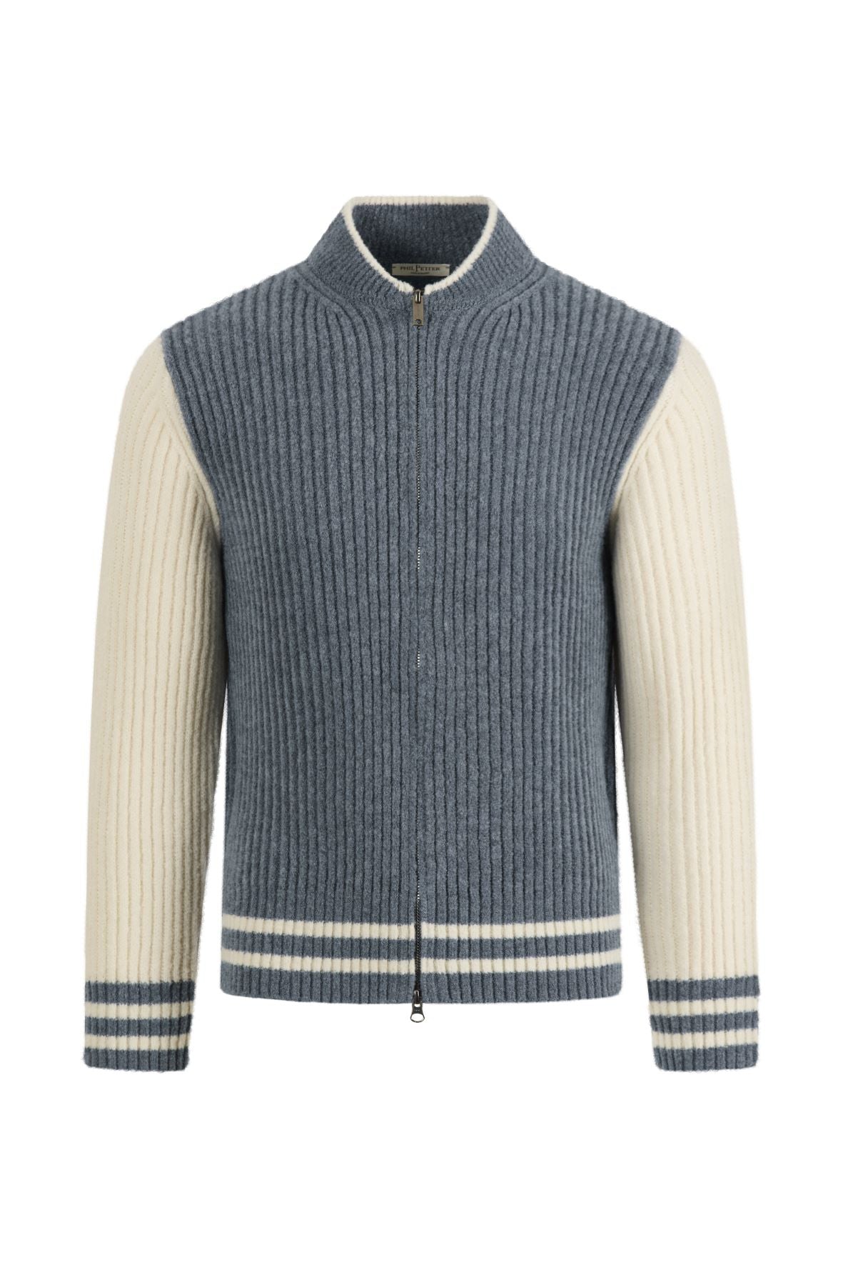 College jacket made of lightweight merino bouclé yarn with a ribbed structure, relaxed fit