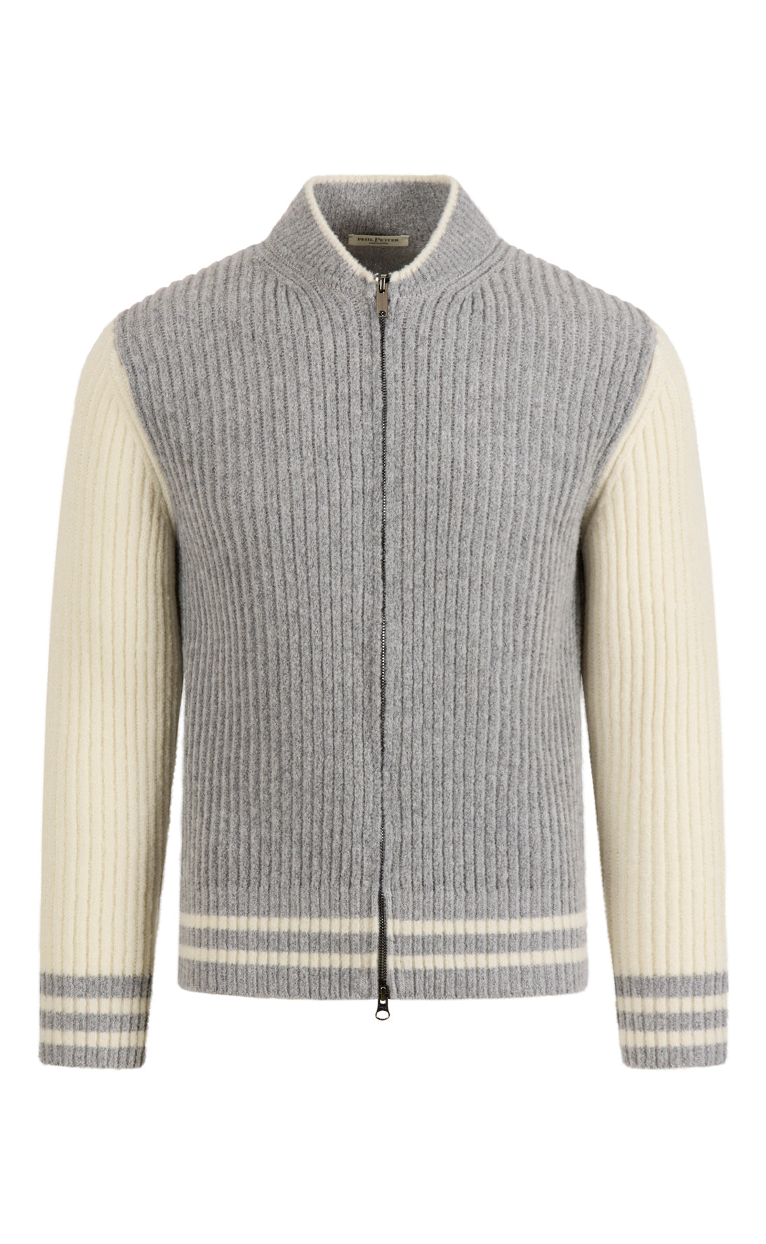 College jacket made of lightweight merino bouclé yarn with a ribbed structure, relaxed fit