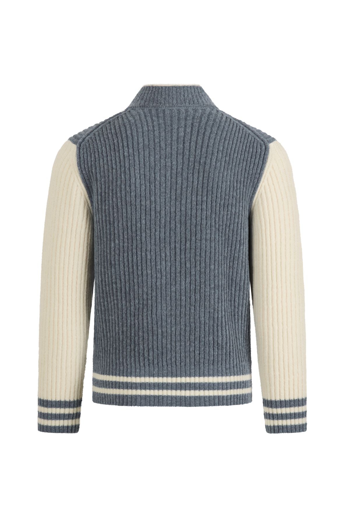 College jacket made of lightweight merino bouclé yarn with a ribbed structure, relaxed fit