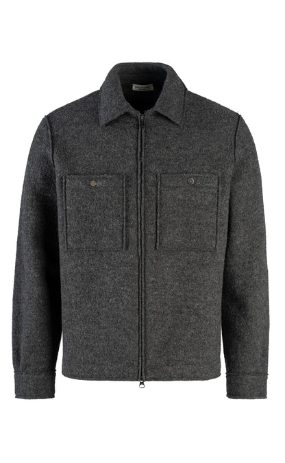 Zip-front outdoor jacket made of 100% felted merino wool, relaxed fit