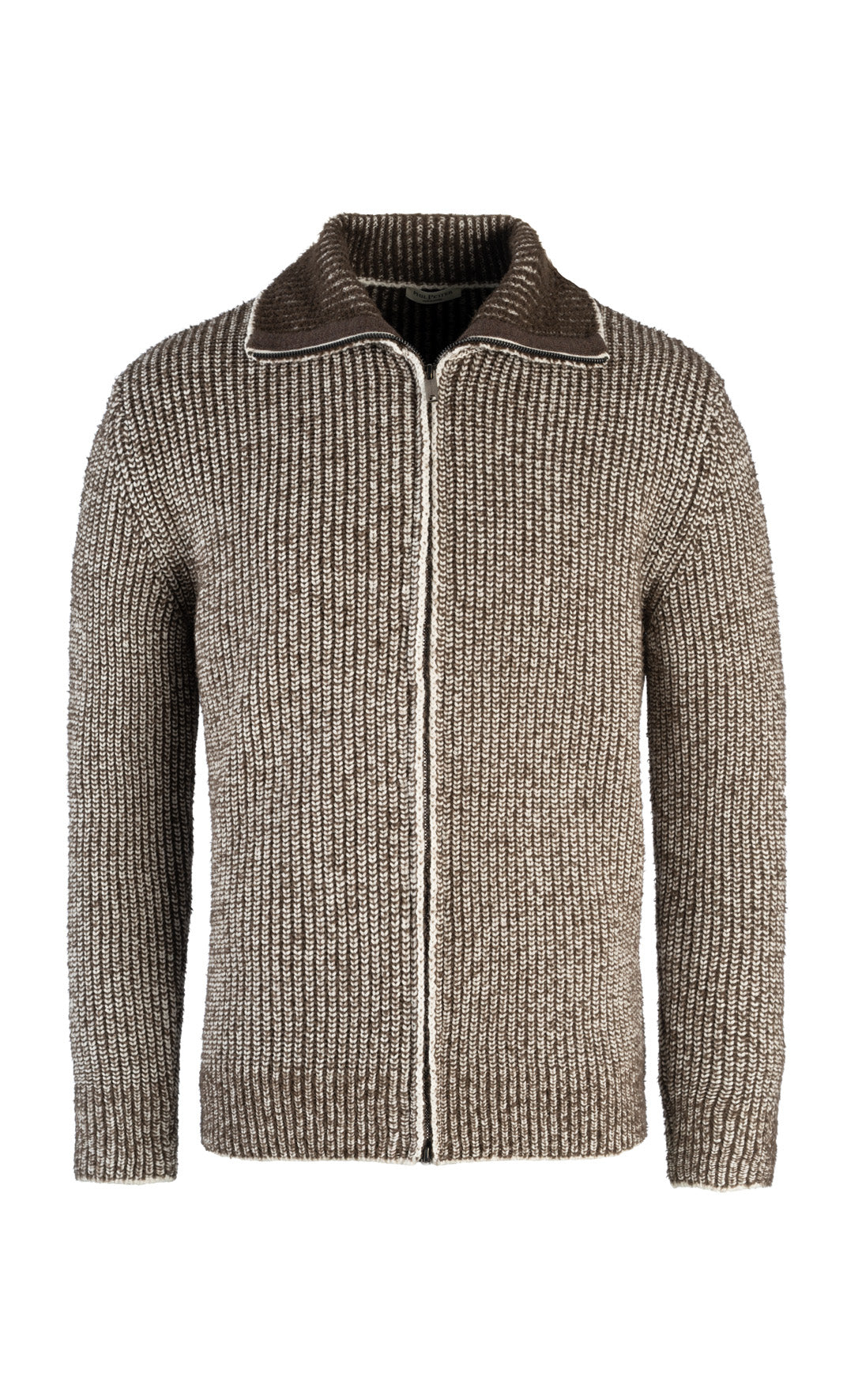 Zippjacke in 2-färbiger Perlfangstruktur aus Merinowolle, relaxed fit