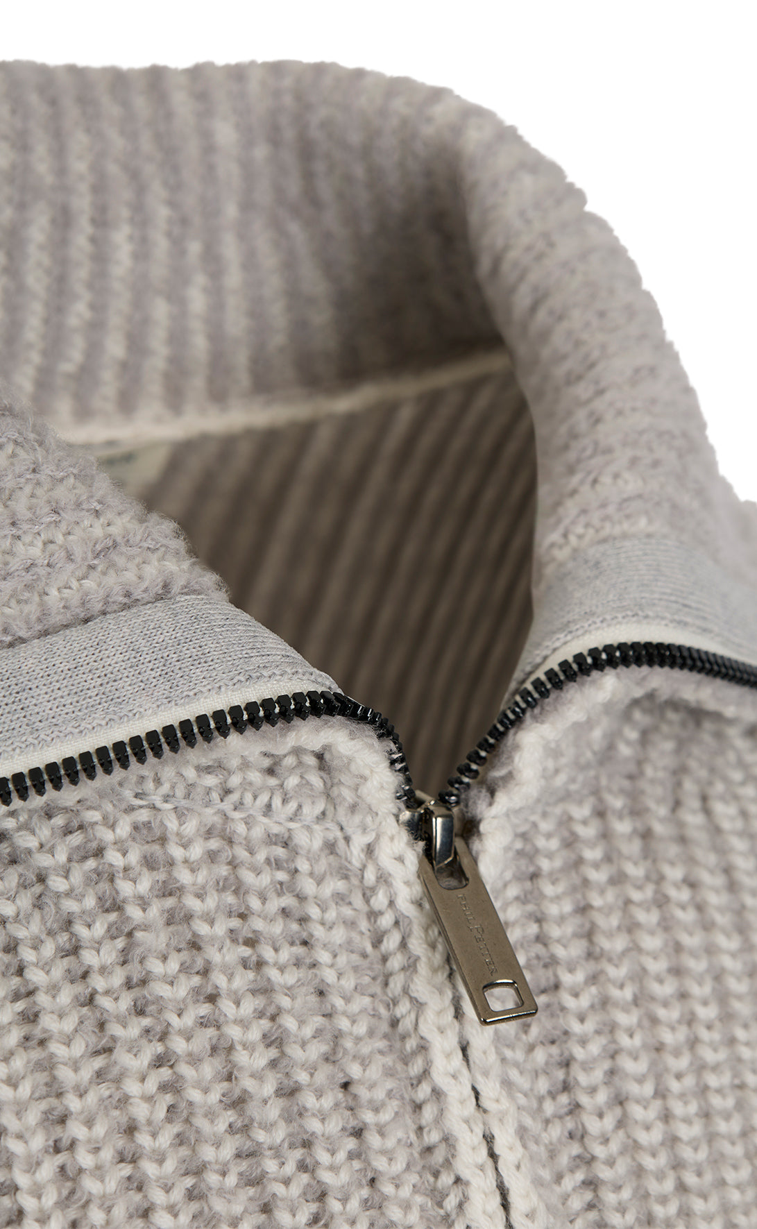 Zip jacket in 2-color pearl-catching structure made of merino wool, relaxed fit