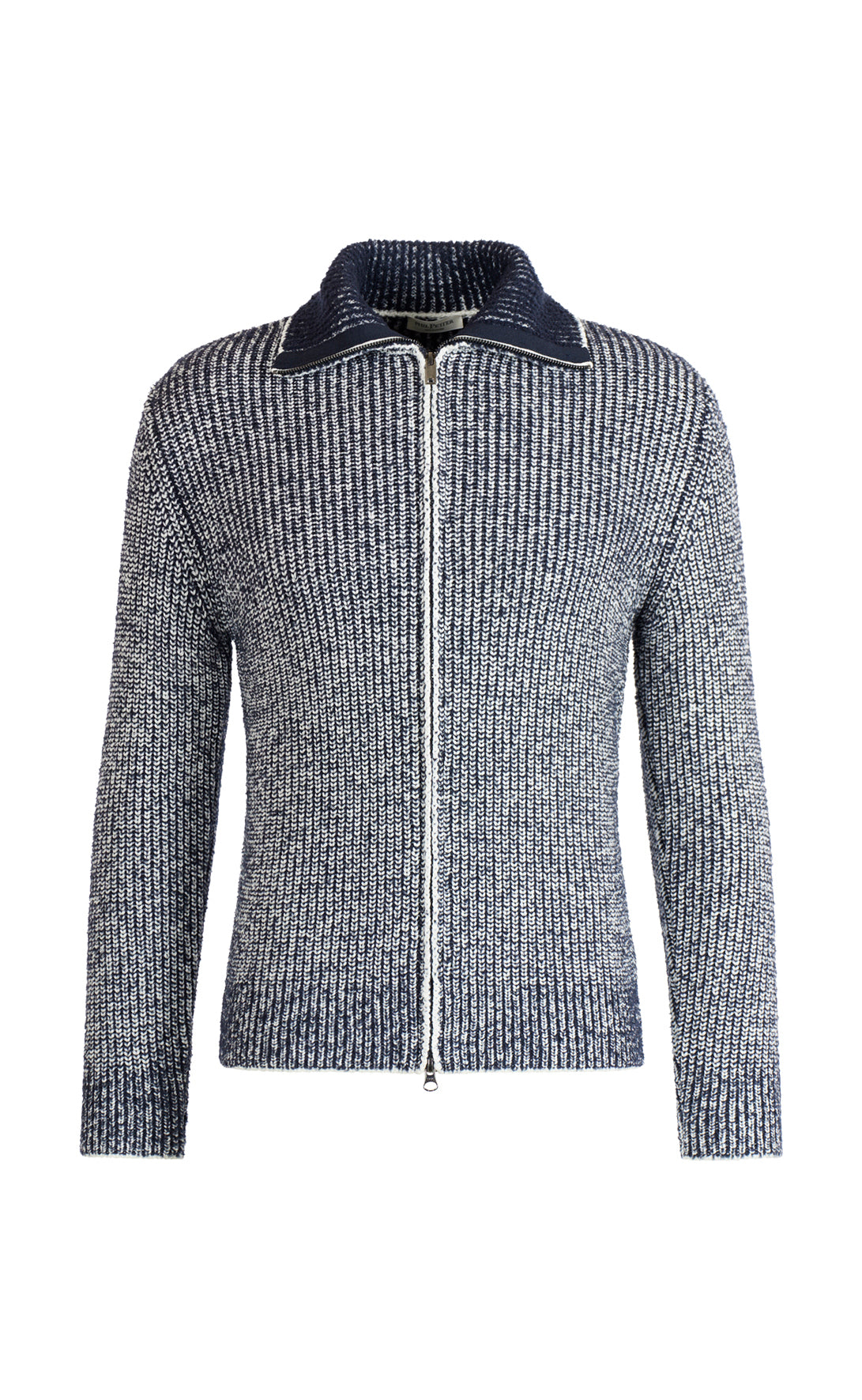 Zip jacket in 2-color pearl-catching structure made of merino wool, relaxed fit