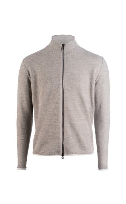 Zippjacke aus Leinen-Doubleface, relaxed fit