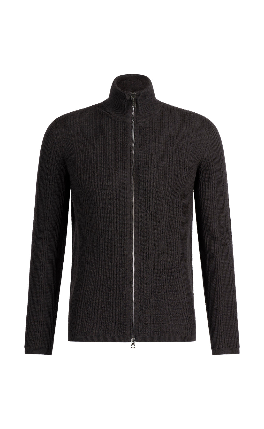 Zippjacke in markanter Rippstruktur, nahtlos gestrickt aus feinster Merinowolle, regular fit