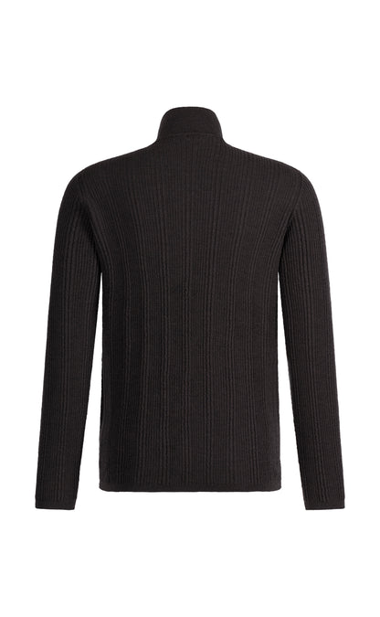 Zippjacke in markanter Rippstruktur, nahtlos gestrickt aus feinster Merinowolle, regular fit