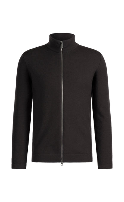 Super comfortable merino wool zip-up jacket with functional stretch, regular fit