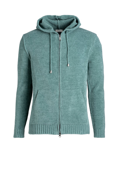 Cotton chenille hooded zip jacket