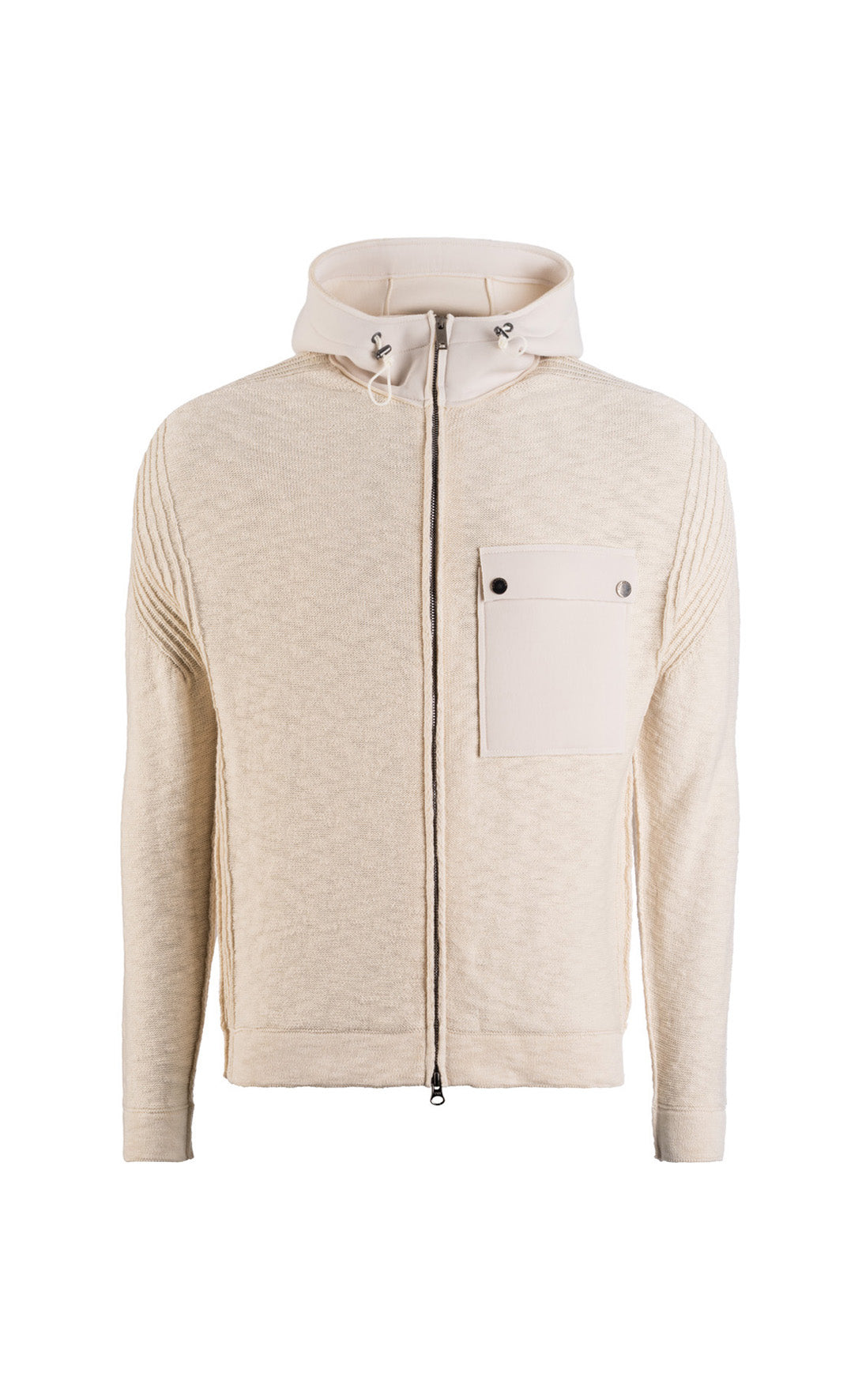 Hybrid Kapuzenzippjacke aus weicher Baumwolle und sportlichen Details, Relaxed Fit