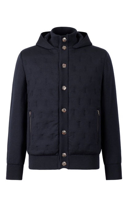 Premium Outdoor-Strickjacke in Steppoptik aus feinster Merinowolle, relaxed fit