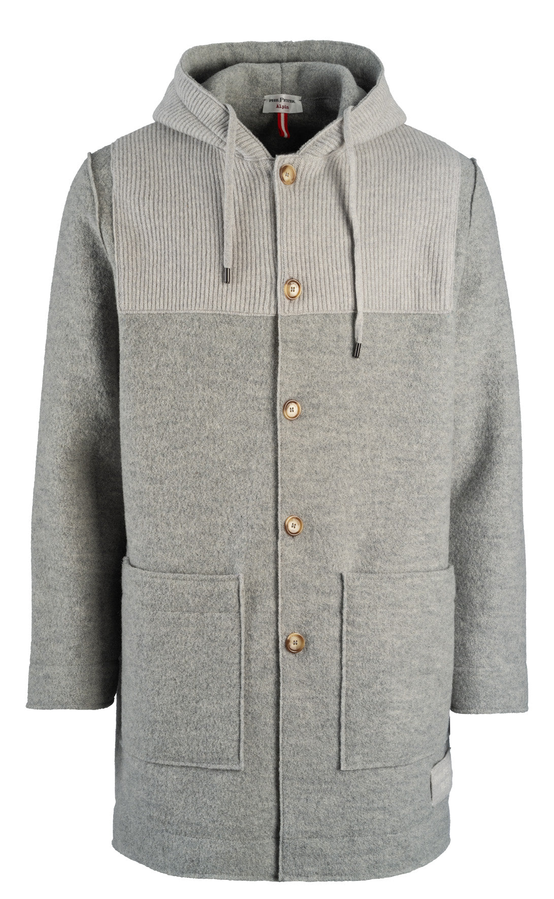 Merino wool blend duffle coat with soft lambswool knit accents