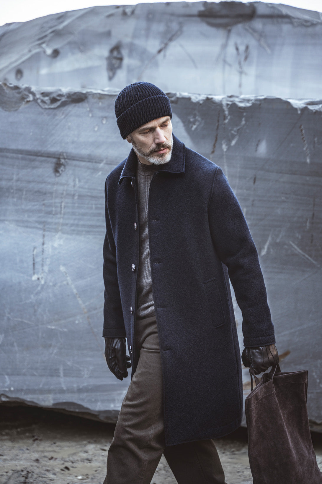 Timeless coat in pure boiled merino wool, relaxed fit