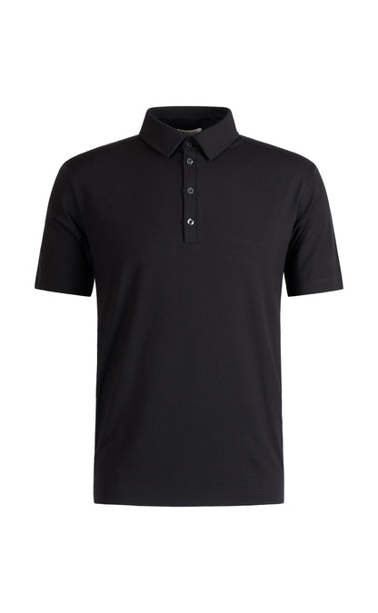 Polo shirt made of premium jersey, short sleeve, with button placket