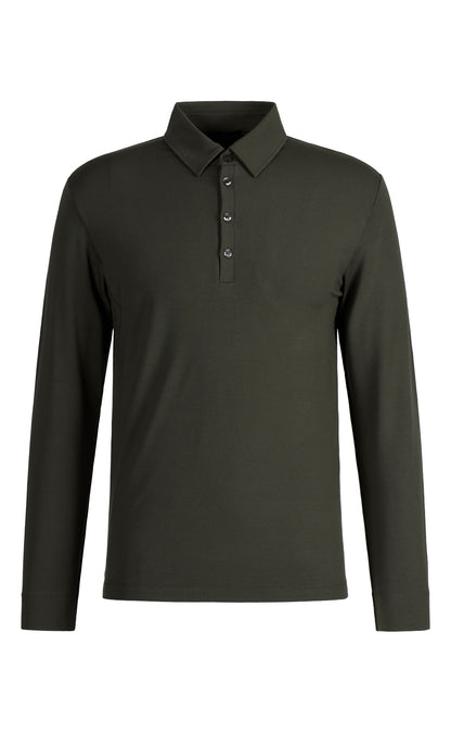 Long-sleeved polo made of viscose premium jersey