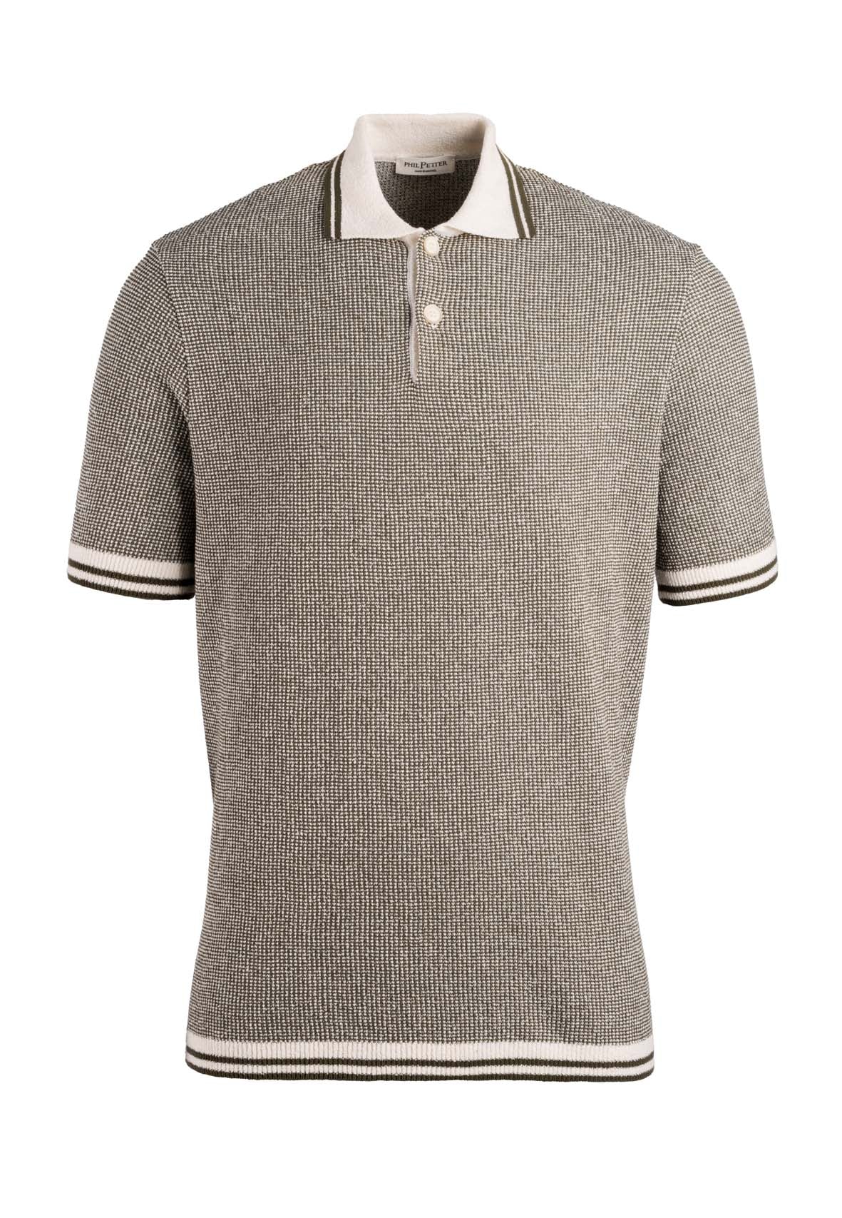 Polo shirt in piqué knit made of cotton bouclé, short sleeve, regular fit