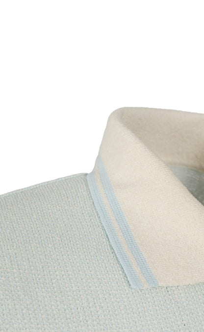 Polo shirt in piqué knit made of cotton bouclé, short sleeve, regular fit