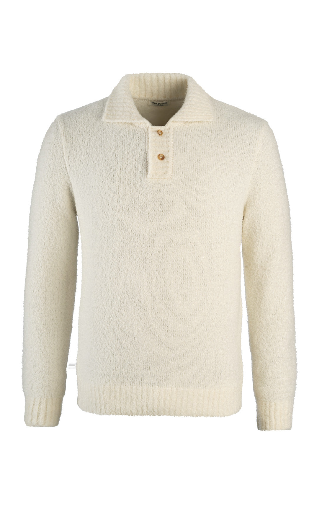 Fake fur-look sweater with polo collar, made from soft, mulesing-free merino wool
