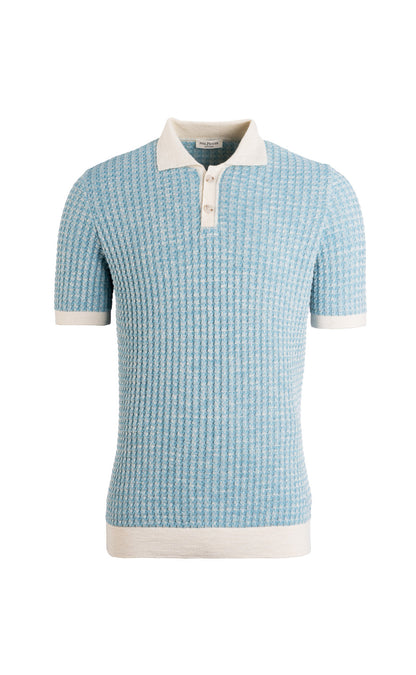 Polo aus Leinen-Baumwoll-Strick, normale Passform