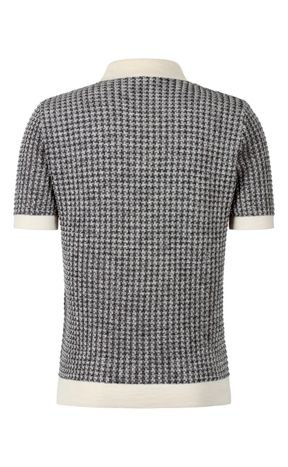 Linen-cotton knit polo shirt, regular fit