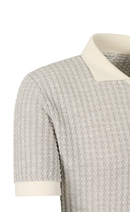 Linen-cotton knit polo shirt, regular fit