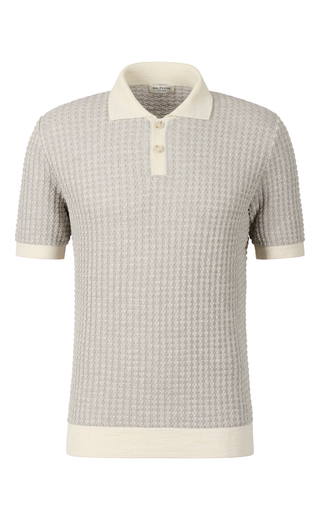 Linen-cotton knit polo shirt, regular fit