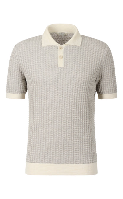 Linen-cotton knit polo shirt, regular fit