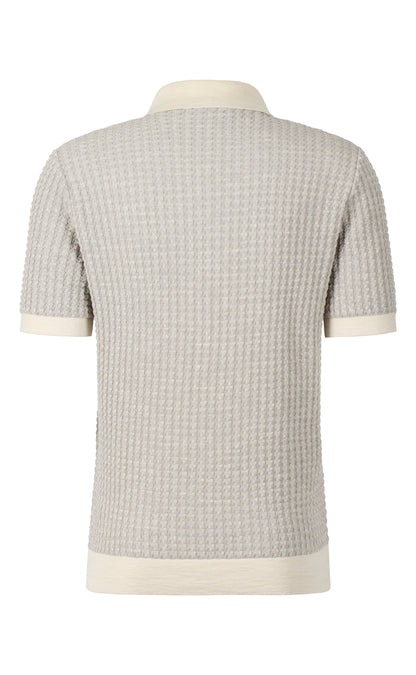 Linen-cotton knit polo shirt, regular fit