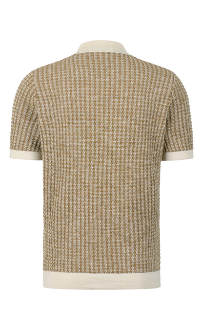 Polo aus Leinen-Baumwoll-Strick, normale Passform