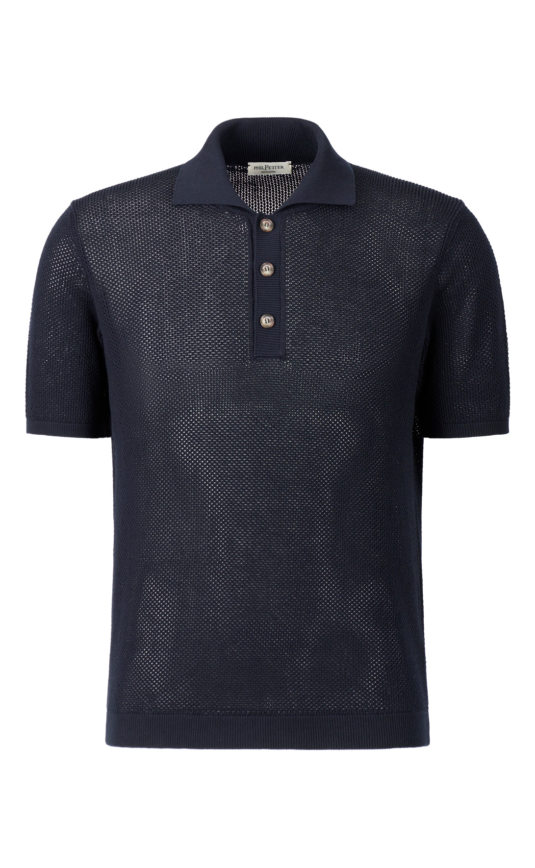 Polo shirt made of pure cotton in a modern crochet knit