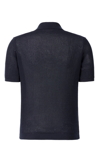Polo shirt made of pure cotton in a modern crochet knit