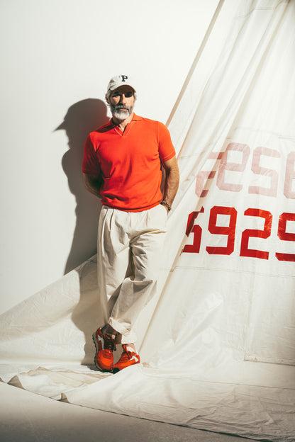 Buttonless polo shirt made from the finest cotton, relaxed fit