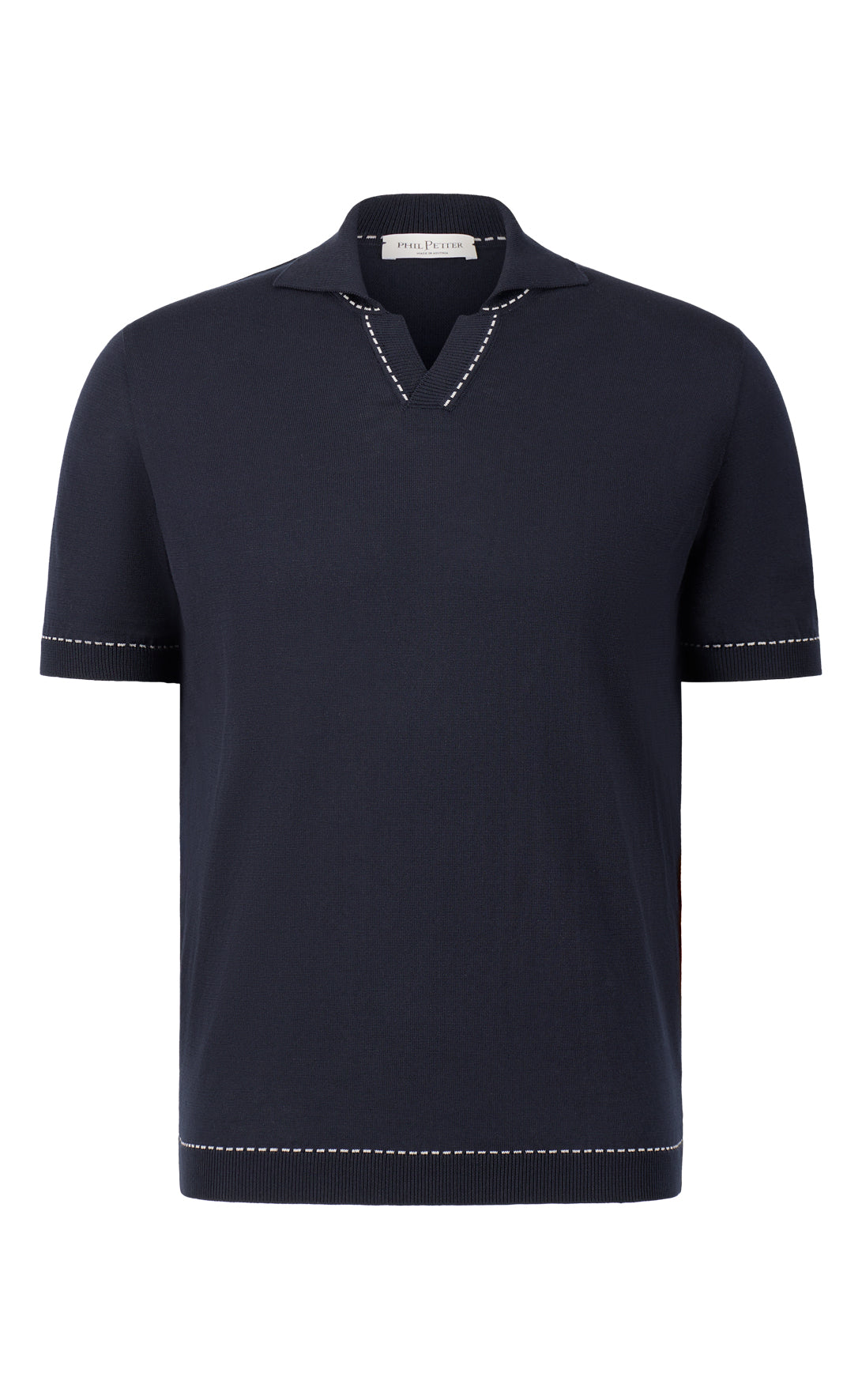 Buttonless polo shirt made from the finest cotton, relaxed fit