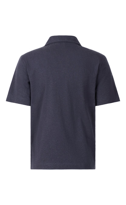 Polo shirt made from a cooling cotton-linen blend, casual fit